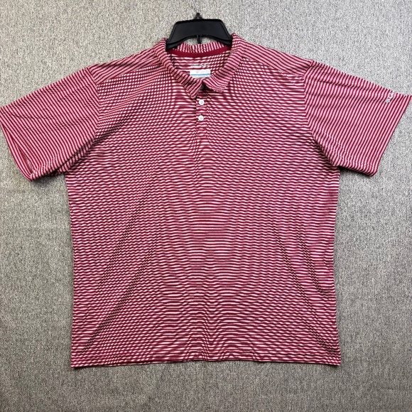 Columbia Red Striped Polo Shirt Short Sleeve Omni Wick Collared Men's Size XL - Picture 1 of 6